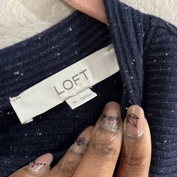 Loft Flecked Button Back Swing Dress Color Navy Blue Size Medium - Picture 4 of 6